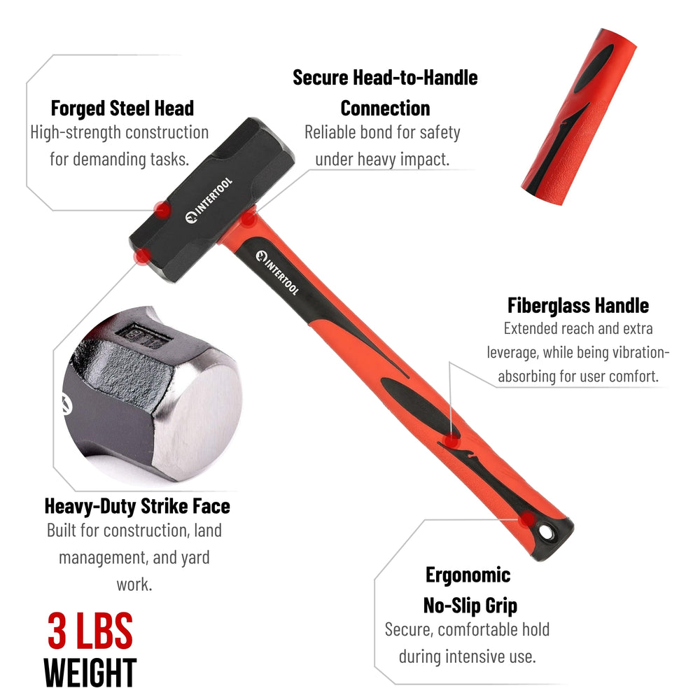 INTERTOOL 3 lb Sledge Hammer HT-0241
