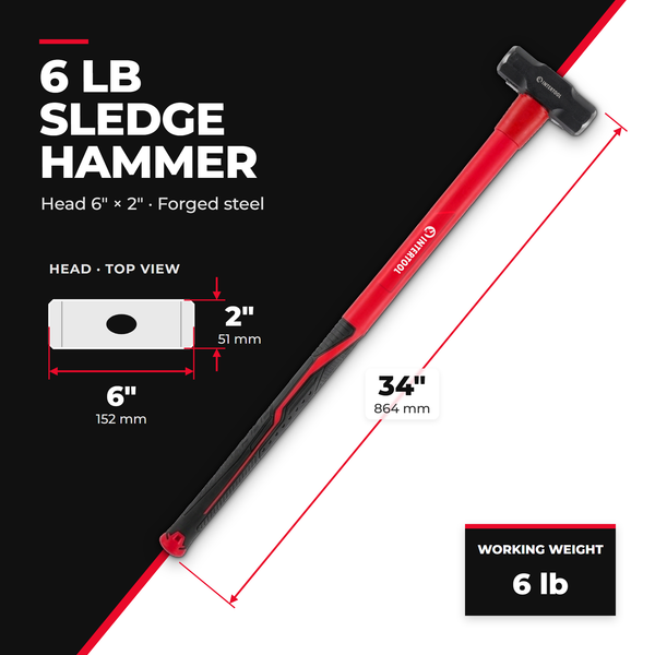 INTERTOOL Sledgehammer 6 lbs Fiberglass Handle HT08-0243