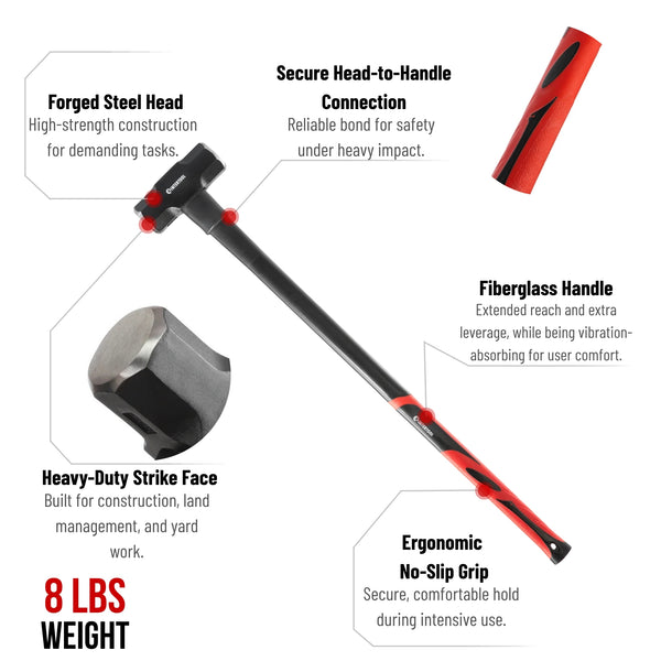 INTERTOOL Sledgehammer 8 lbs Fiberglass Handle HT08-0244