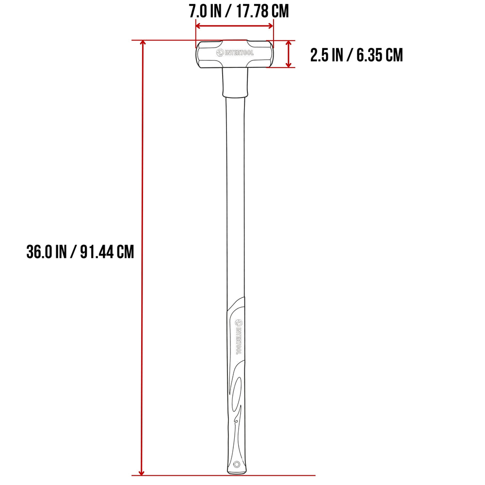 INTERTOOL Sledgehammer 10 lbs Fiberglass Handle HT08-0245
