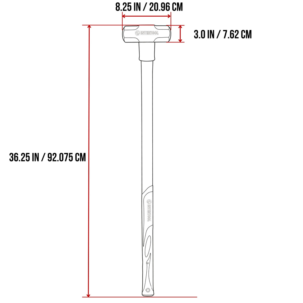 INTERTOOL Sledgehammer 16 lbs Fiberglass Handle | HT08-0250