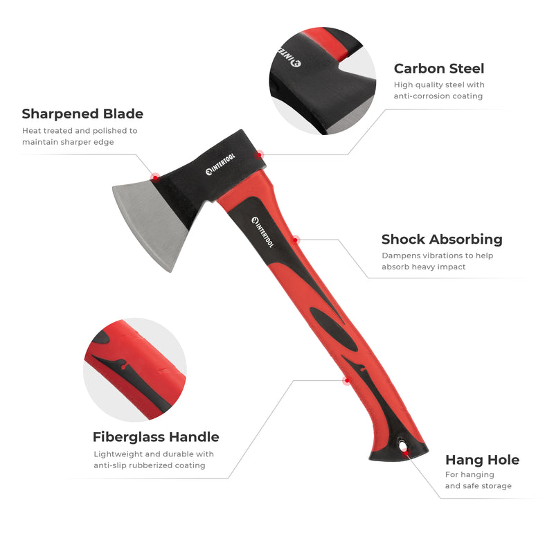 INTERTOOL 15” Hatchet, Wood Chopping Axe, 1.3 lbs | HT08-0261