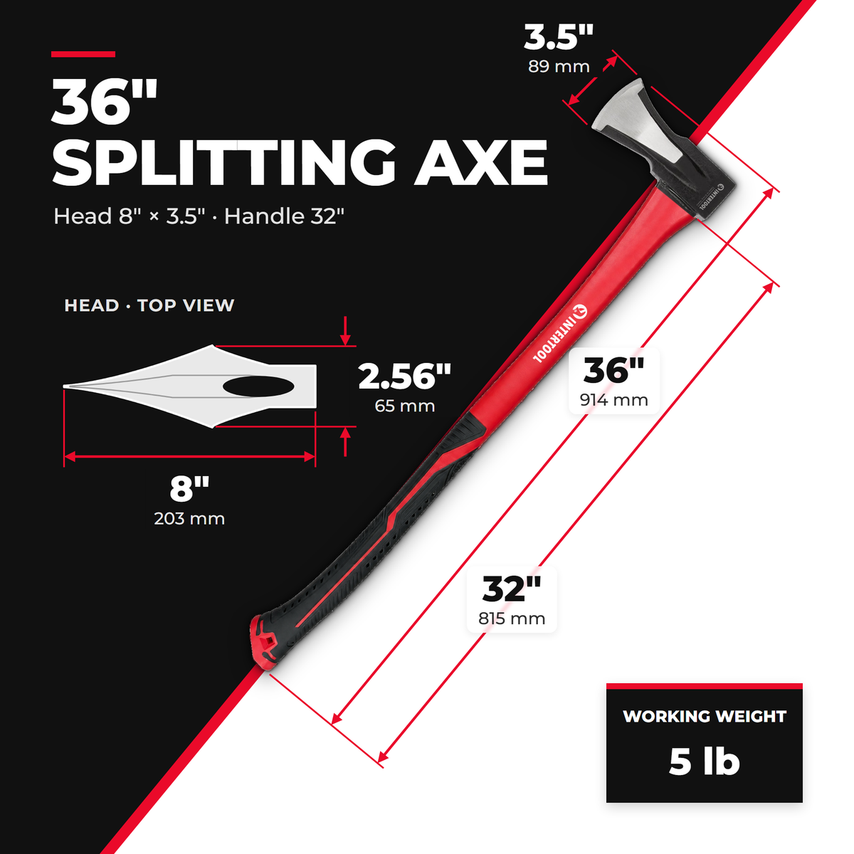 INTERTOOL 36” Splitting Axe 5 lbs | HT08-0275