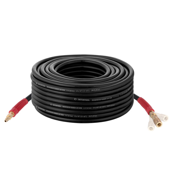 INTERTOOL 5/16” x 100 ft. Rubber Air Hose Brass Fittings | PT08-1733