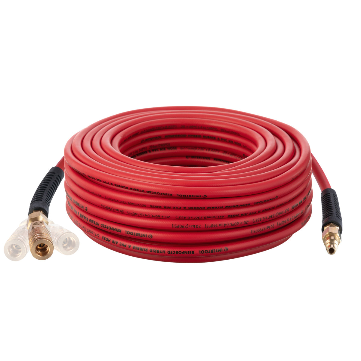 Manguera de aire híbrida INTERTOOL de 1/4” x 100 pies: liviana, resistente a las torceduras, conexiones de latón | PT08-1763