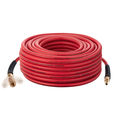 INTERTOOL 5/16” x 100 ft. Hybrid Air Hose - Lightweight, Kink-Resistant, Brass Fittings, Quick Coupler | PT08-1773