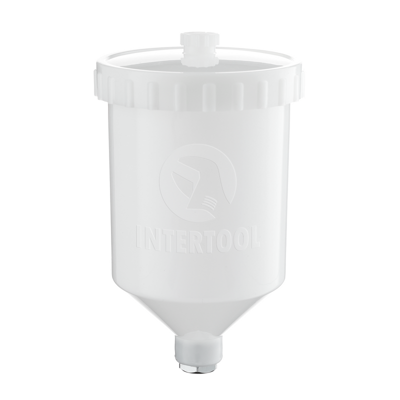 Vaso para pistola de pintura INTERTOOL de 600 ml, rosca M16 x 1,5 mm, compatible con la mayoría de pistolas de pulverización con alimentación por gravedad HVLP | PT-1901