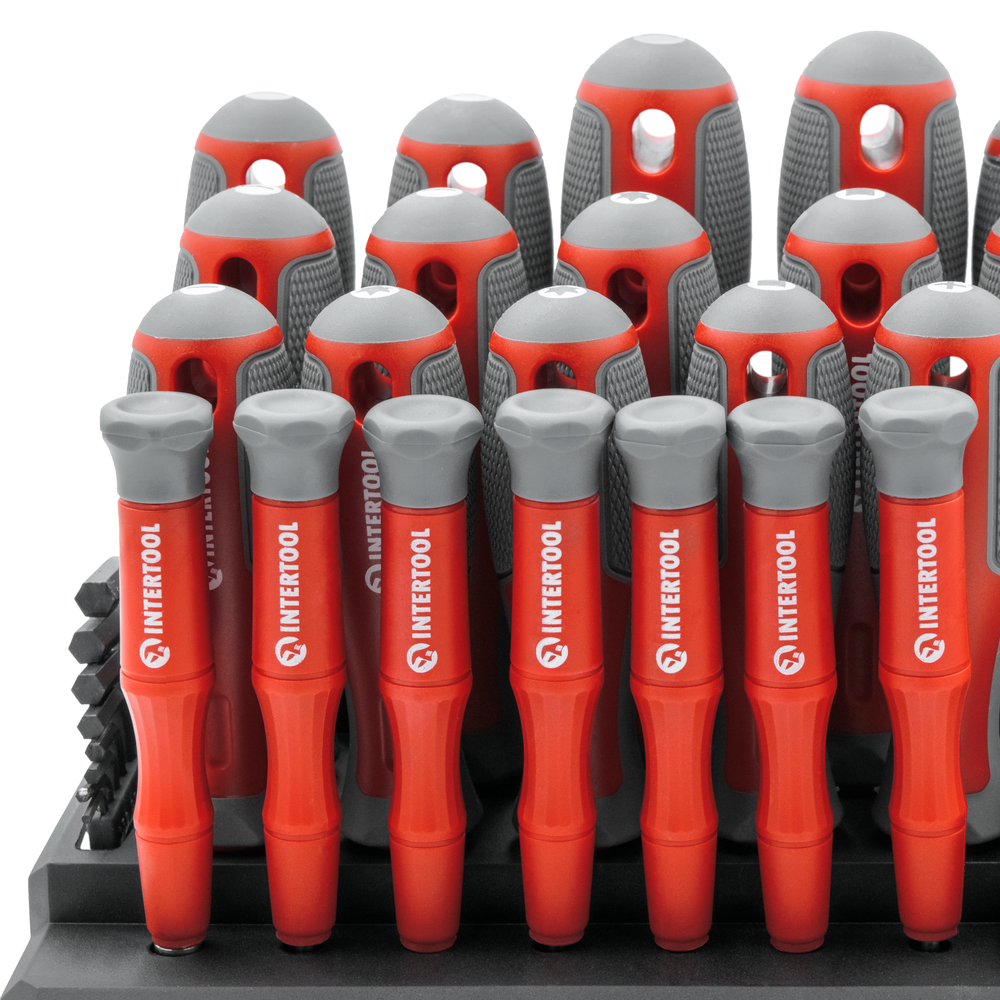 INTERTOOL 114 pcs Screwdriver Set, Standing Organizer Rack | VT08-3372