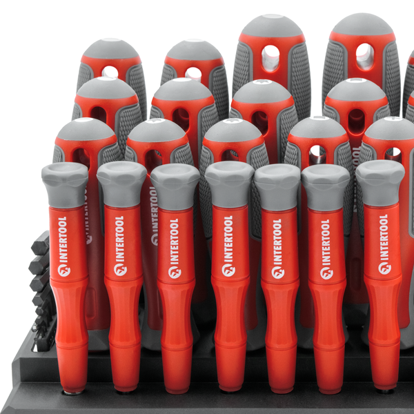 INTERTOOL 114 pcs Screwdriver Set, Standing Organizer Rack | VT08-3372