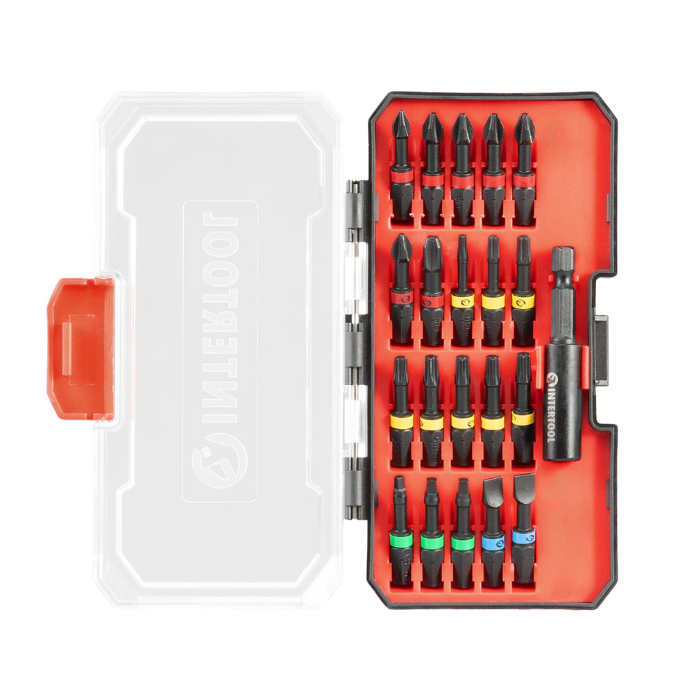 Набор ударных бит INTERTOOL 21 шт. | Phillips, Square, Torx, Slotted с магнитным держателем | VT08-3381