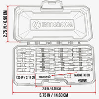 INTERTOOL 21pc Impact Bit Set | Phillips, Square, Torx, Slotted with Magnetic Holder | VT08-3381
