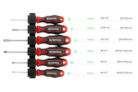 Набор отверток INTERTOOL 6 шт., крестовые и плоские, настенный держатель | VT08-3436